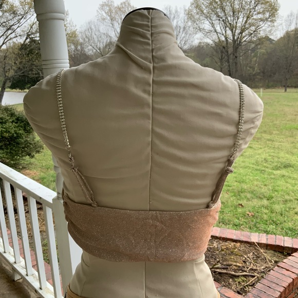 NWT Norma Kamali Snake Mesh Swim Bottom Gold & Sparkly Top Rhinestone w Straps - Picture 9 of 13